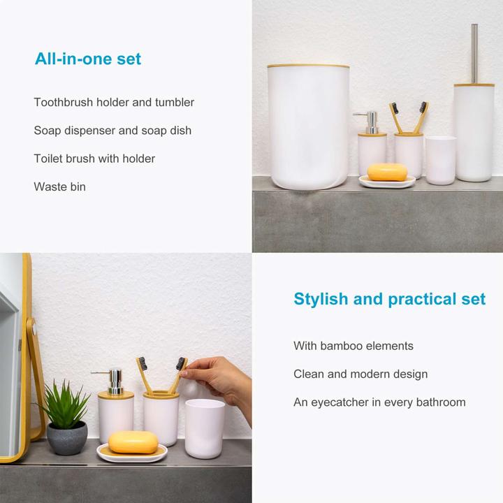 Actual product image Intirilife Badezimmer Zubehör Set inkl. Zahnputzbecher Seifenschale Seifenspender Toilettenbürste