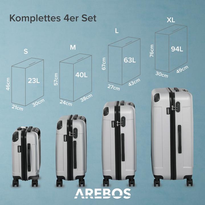 Image du produit Arebos Valise de voyage (94 l, Bagage à main (jusqu'à 50l), M (50 - 90l), L (90 - 115l), XL (à partir de 115l))