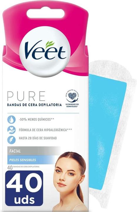 Actual product image Veet Easy Gelwax Facial Bands Depilatory Wax 40 Strips (40 ml, 1 x, 30 g)