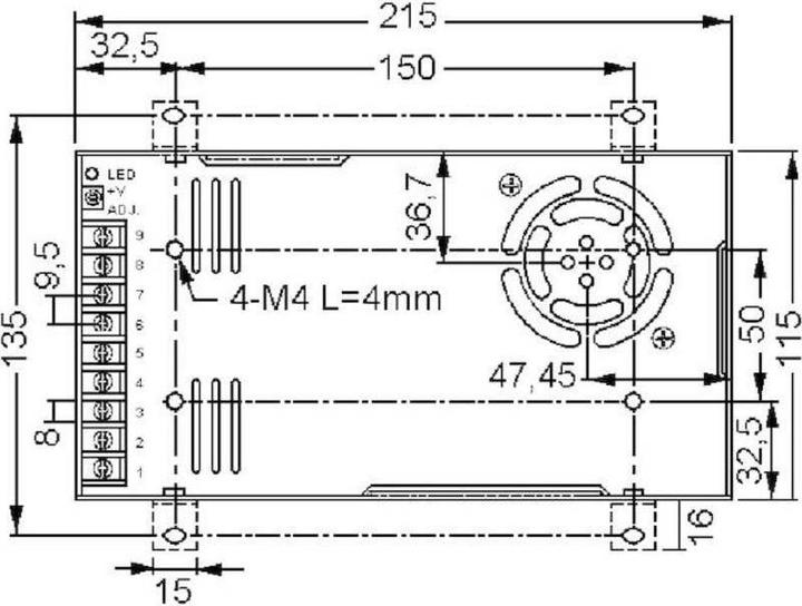 Actual product image MeanWell AC/DC power supply module closed (320.40 W)