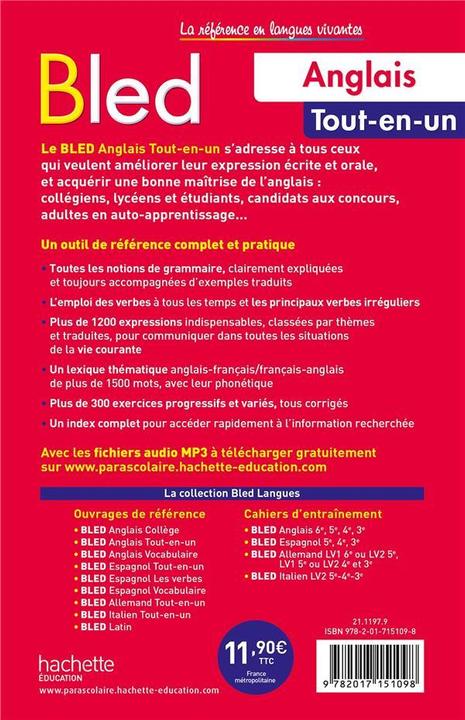 Image du produit Bled anglais : grammaire, les verbes, communication, vocabulaire (Français, Pierret-Lallement Nathalie, Lallement Brigitte, 2021)