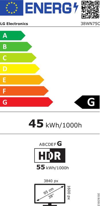 Energy Label LG 38WN75C-B (3840 x 1600 pixels, 38")