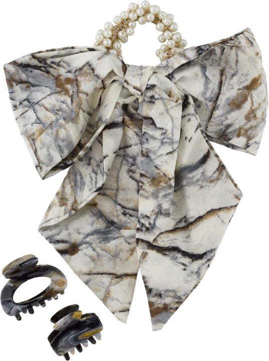 Produktbild Trisa Hair - Pearl Scrunchie & Hair Clips, grey (Haargummi)