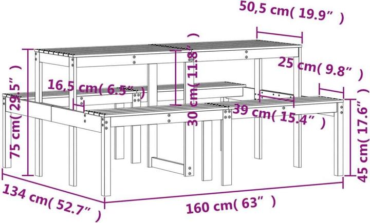 Produktbild VidaXL Picknicktisch (134 cm)
