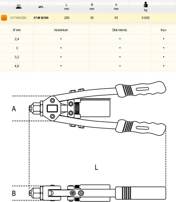 Image du produit BETA NITOWNICA DŹWIGNIOWA 280mm 1740B