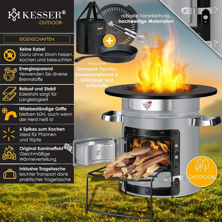 Image du produit Kesser Raketenofen mit Grillpfanne & Tragetasche