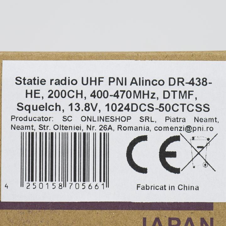 Immagine prodotto Alinco Radio UHF PNI DR-438-HE, 200CH, 400-470 MHz, DTMF, squelch, 13,8 V, 1024DCS-50CTCSS