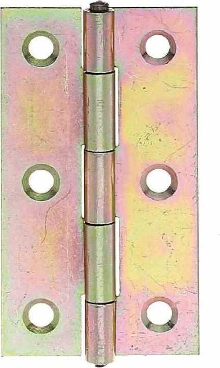 Alberts Cerniera a mezza larghezza con perno in ottone rivettato, 31,5 x 31 mm, zincata gialla