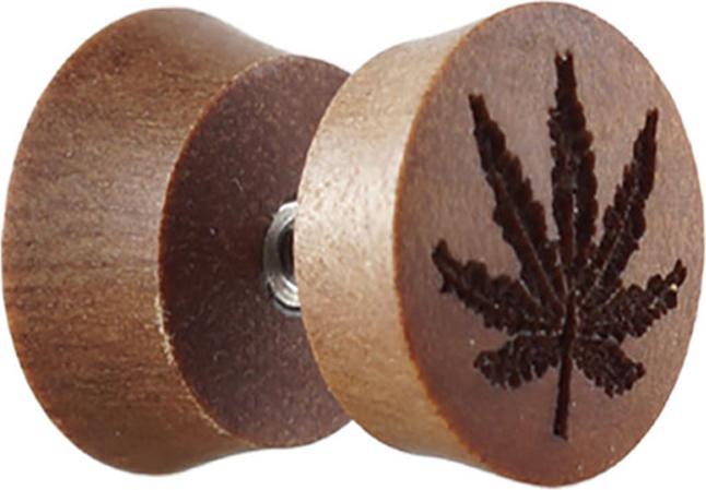 Immagine prodotto Star Piercing Tappo finto in legno di Sawo con foglia di canapa (senza ottone, Organico)