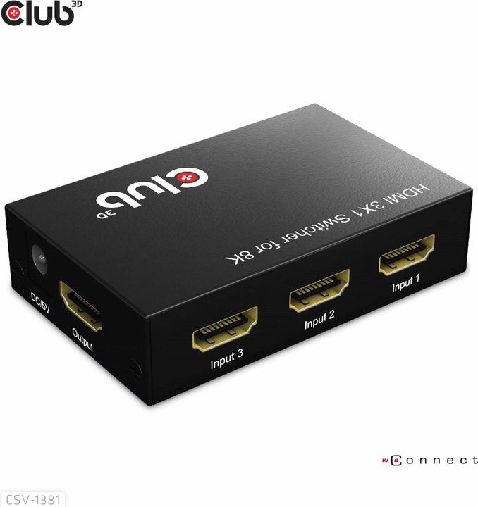 Actual product image Club 3D Club3D HDMI Switchbox 3 inputs -> 1 output 8K60Hz UHD retail