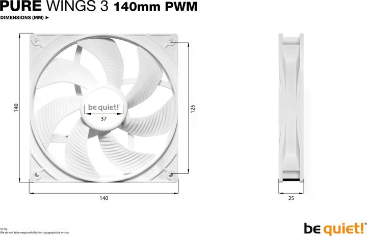Immagine prodotto be quiet! Pure Wings 3 PWM 140x140x25 (140 mm, 1 x)