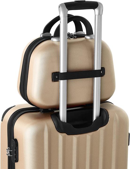 Actual product image tectake 800763 Suitcase set 4-pcs, champagne | No. 403411 (90 l, M (50 - 90l), L (90 - 115l), XL (from 140l))