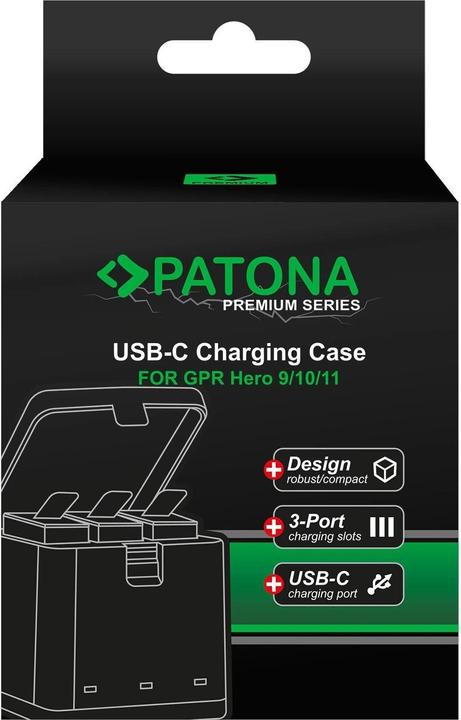 Produktbild Patona Premium Tripple-Charger für GoPro Hero 9, 10 und 11 (Hero 10, Hero 9, Hero 11)