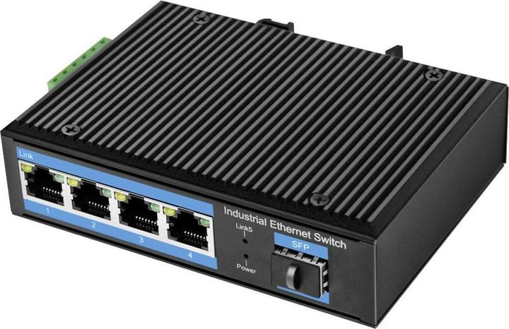 Actual product image LogiLink Industrial Gigabit Ethernet Switch, 4-port 1000 Mbit/s + 1 port SFP (5 Ports)