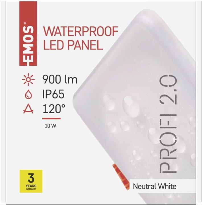 Produktbild Emos LED Einbauleuchte 125x125, quadr., weiss, 10 W neutralw.,IP65 (900 lm)