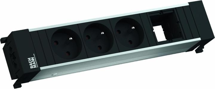 Immagine prodotto Bachmann CONFERENZA - 3 prese AC - Interno - Tipo E - Alluminio - Nero - 260 mm (3 x, CEE 7/5, CEE 7/3)