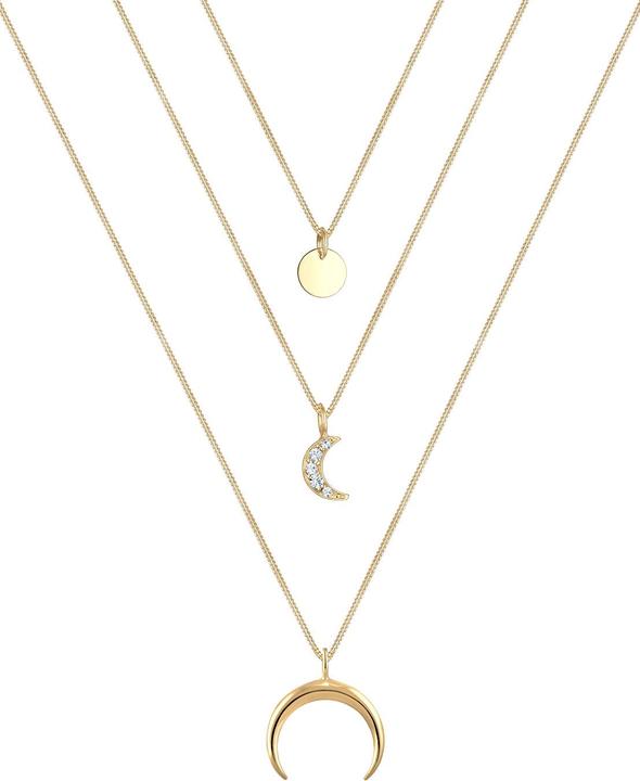 Produktbild Elli Halskette Halbmond Layer Kristalle Silber (925 Sterling Silber vergoldet, Glaskristall, 40 cm)