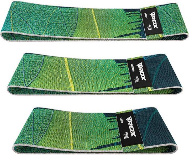 Actual product image Rdx Poly Cotton Fabric Resistance Band Leaves Set (75098) (0.86 m, Easy, Medium, Strong)