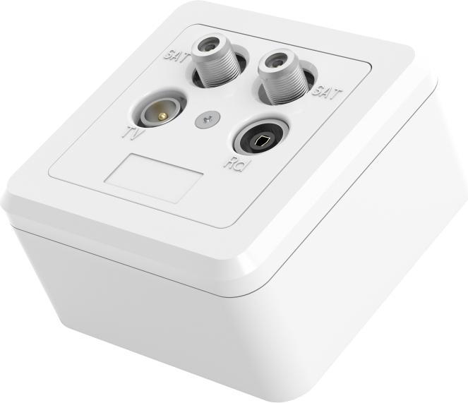 Actual product image Hama Antenna/SAT/BK socket, twin end box, pure white (Plug socket)