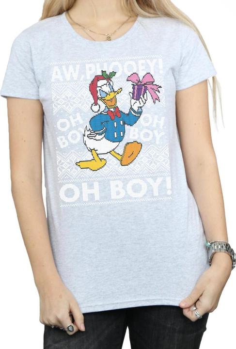 Actual product image Disney Womens/Ladies Donald Duck Christmas Fair Isle Cotton T-Shirt (L)