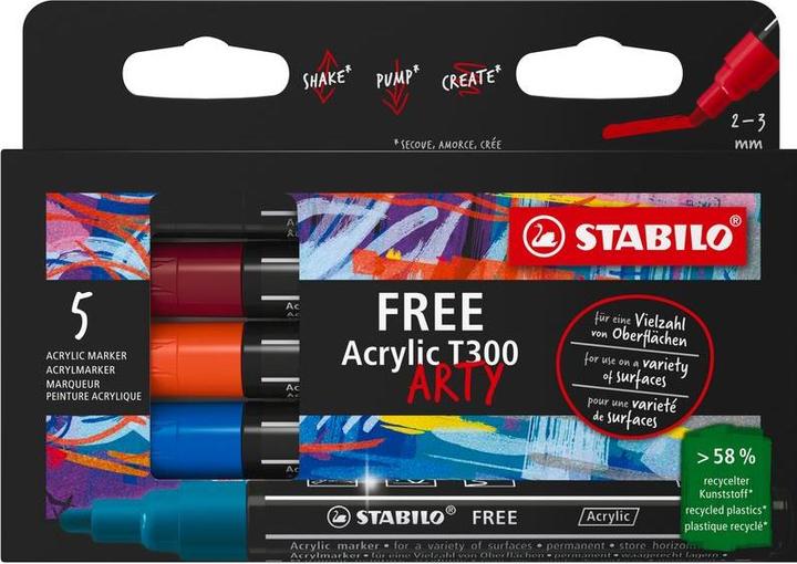 Produktbild STABILO Free (Black, Orange, Red, Blue, Turquoise, 3 mm, 5 x)