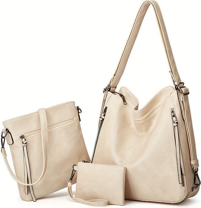 Immagine prodotto Only-Bags.Store 3 pezzi/set Vintage top handle Hobo Bg, borsa a tracolla retrò con grande capacità, casual