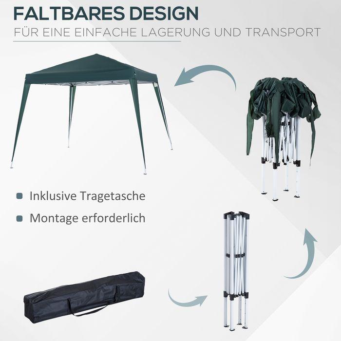 Immagine prodotto Swisshandel24 Gazebo pieghevole con borsa di trasporto 2,4x2,4 m in acciaio verde (240 cm, 240 cm)