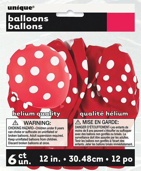 Produktbild Unique Luftballons Rot mit weissen Punkten