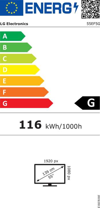Label énergétique LG Affichage dynamique 55EF5G-L.AEU 55inch OLED (1920 x 1080 pixels, 55")