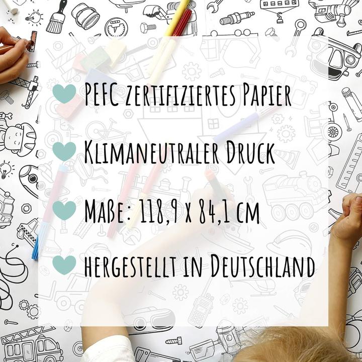 Produktbild Jeka mal mich bunt Ausmal-Tischdecke aus Papier “Fahrzeuge & Baustelle"