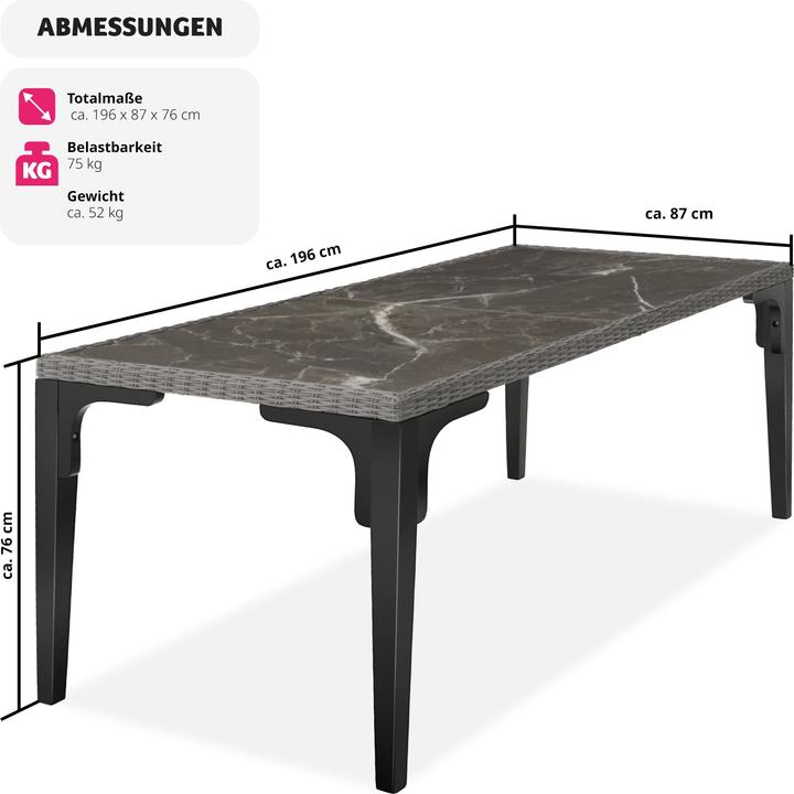 Actual product image tectake Rattan Table Foggia 196x87x76cm (196 cm)