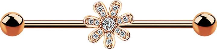 Immagine prodotto Star Piercing Barbell rosegold mit Blume und Kristalle (Acciaio chirurgico 316L, Ottone)