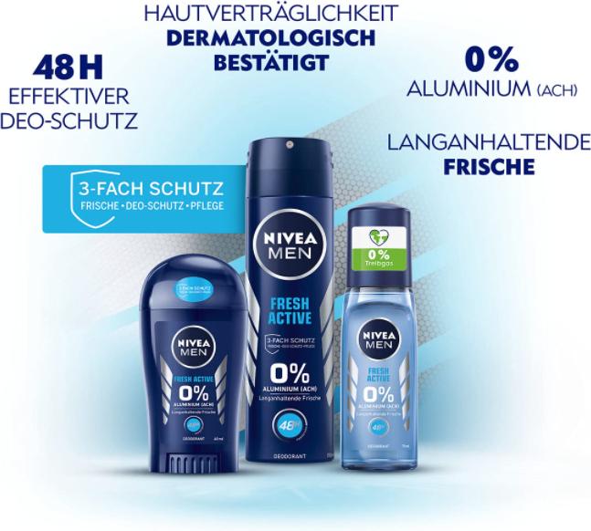Produktbild NIVEA Deo Fresh Active Spray Male 150 ml (Spray, 150 ml)