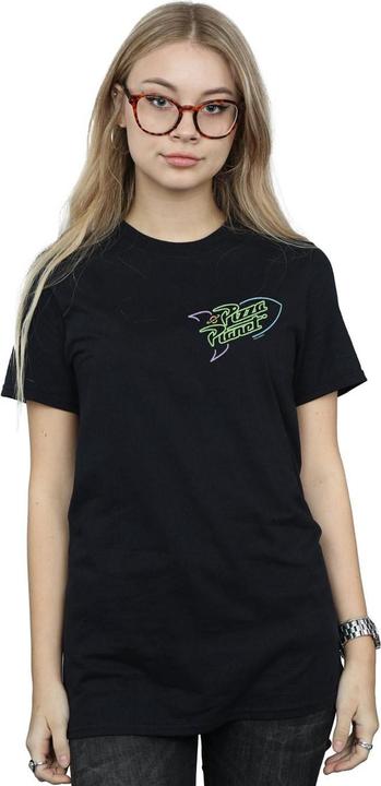 Actual product image Disney Womens/Ladies Toy Story Neon Pizza Planet Breast Print Cotton Boyfriend T-Shirt (L)