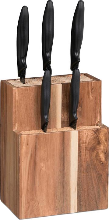 Relaxdays Knife Block with Bristle Insert, For 11 Pieces