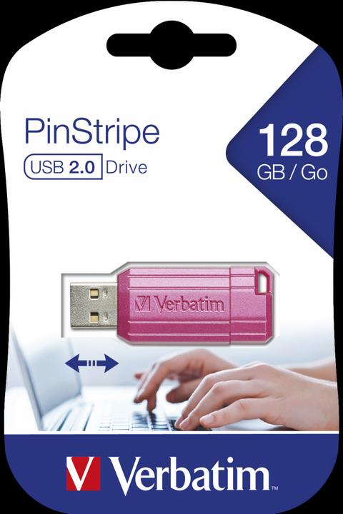 Produktbild Verbatim USB DRIVE 2.0 PINSTRIPE 128GB STORE?N?GO HOT PINK (128 GB, USB-A)