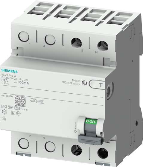 Actual product image Siemens 5SV3624-4 2-pole type B 40A 300mA 230V RCD circuit breaker
