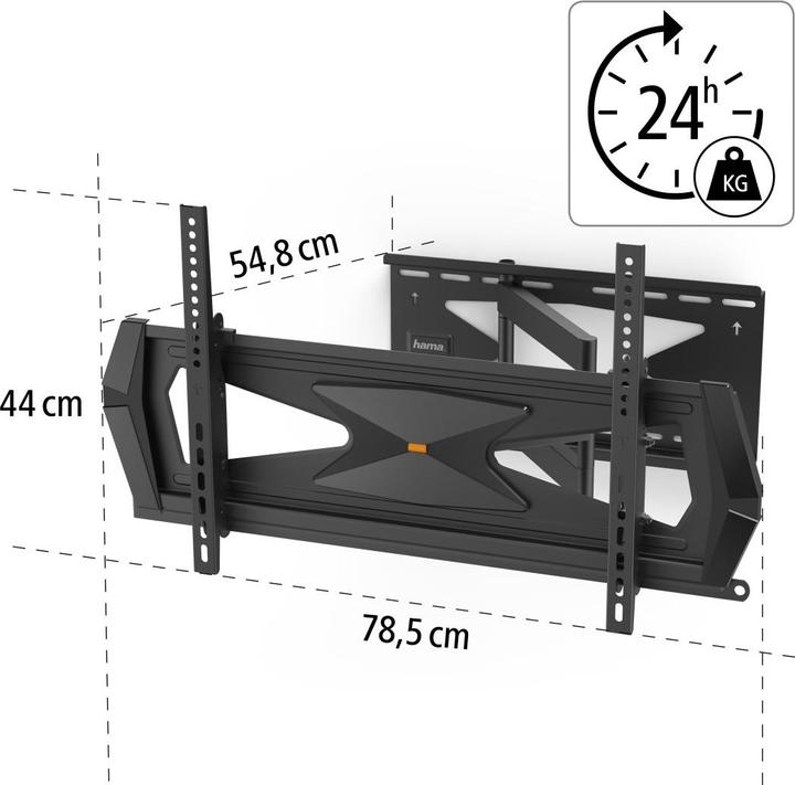 Produktbild Hama TV-Wandhalterung, schwenkbar, neigbar, Diebstahlschutz, 203 cm (80"), 40 kg (Wand, 80", 40 kg)