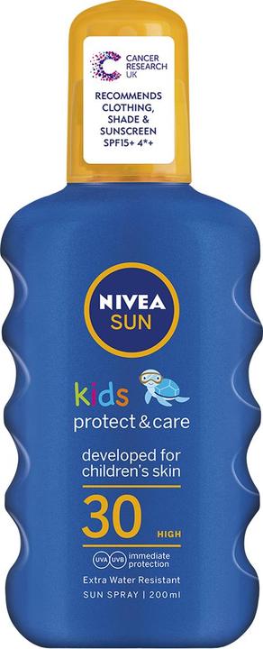 Immagine prodotto NIVEA Spray solare Spf30 per bambini, durevole, resistente all'acqua, 200ml (Spray solare, SPF 30, 200 ml, 150 g)