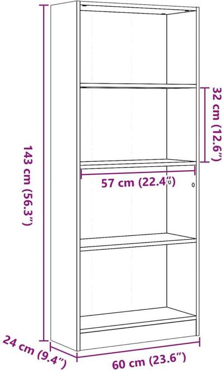 Actual product image VidaXL Bücherregal (60 x 24 x 143 cm)