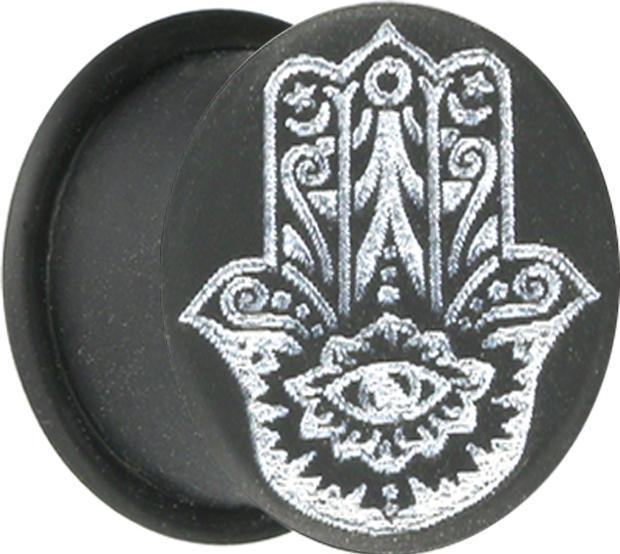 Produktbild Star Piercing Flesh Plug schwarz Hamsa (ohne Messing, Silikon)