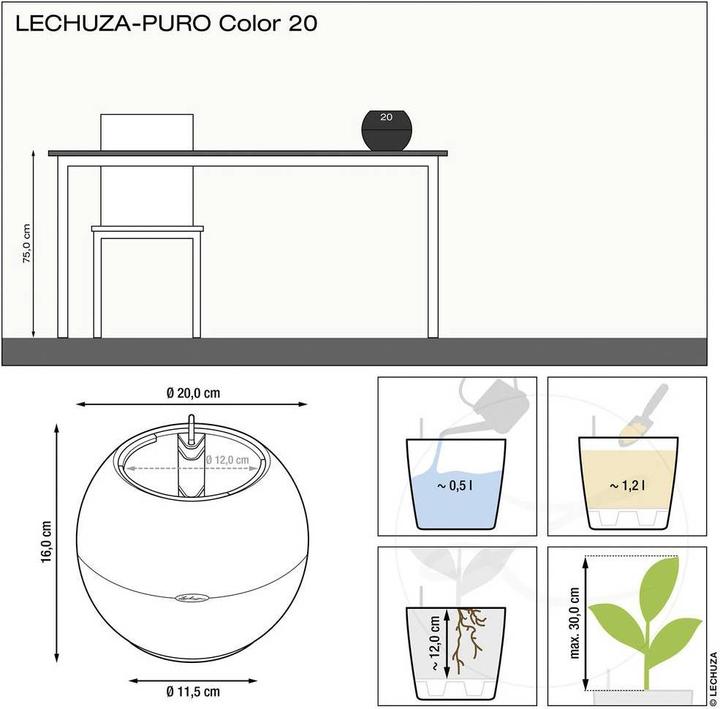 Actual product image Lechuza Puro Colour 20 (20 cm)