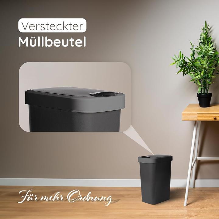 Actual product image Novaliv 2x Mülleimer 25L mit 2in1 Deckel, Klappdeckel & Schwingdeckel, Anti-Geruch Abfalleimer für K (25 l)