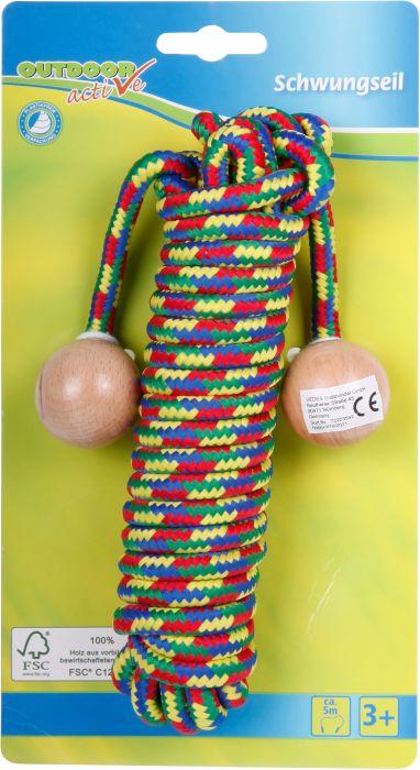Outdoor Active OA Schwungseil mit Holzkugeln, L?nge 5m (500 cm)