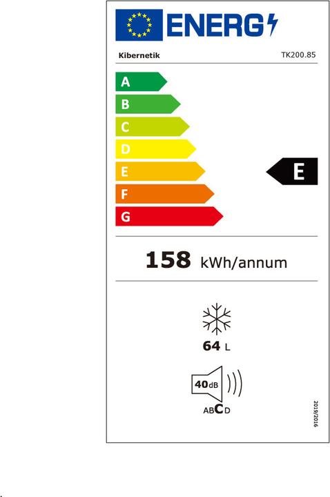 Etichetta energetica Kibernetik TK 200.85 (Struttura autonoma, 60 l)