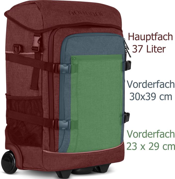 Immagine prodotto Normani Rucksack mit Trolleyfunktion 37 L und Regenüberzug (37 l, Bagaglio a mano (fino a 50 litri))