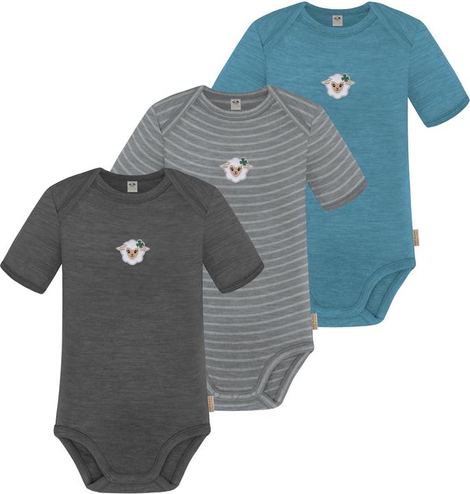 Normani 3er Set Baby Merino Body Kurzarm „Tauranga" - 9295