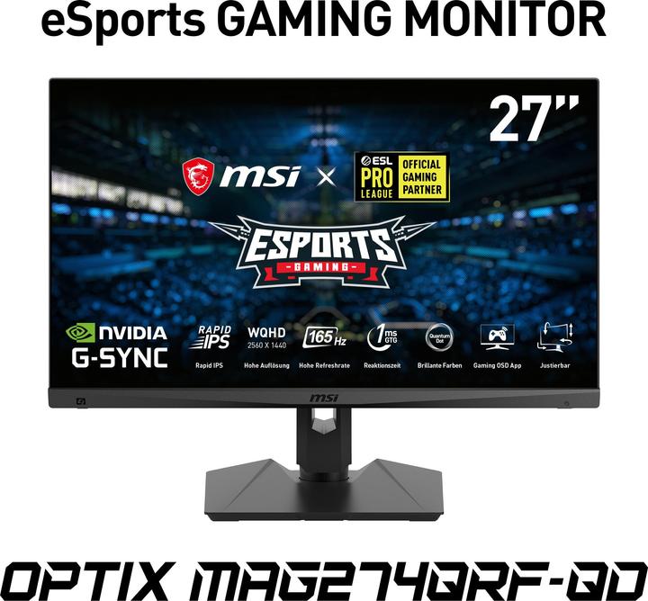 Actual product image MSI Optix MAG274QRF-QD (2560 x 1440 pixels, 27")