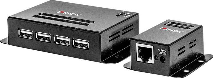 Produktbild Lindy USB 2.0 Cat.5 Extender 50m Power over RJ45 4 Port (USB-A, 4 Ports)
