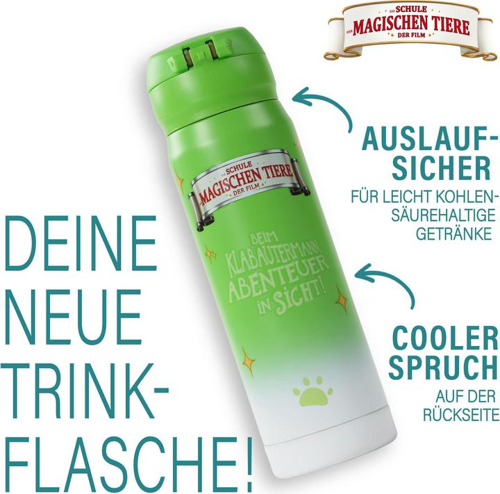 Produktbild Awave Die Schule der Magischen Tiere Trinkflasche 380 ml Edelstahl | grün, Henrietta (0.38 l)